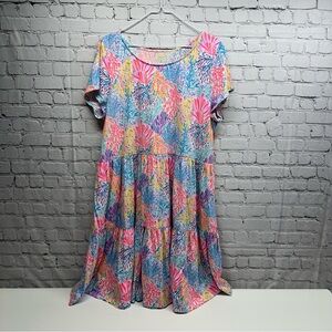 Lilly Pulitzer Sugar Pastel Floral Cotton shirt Dress size XXL